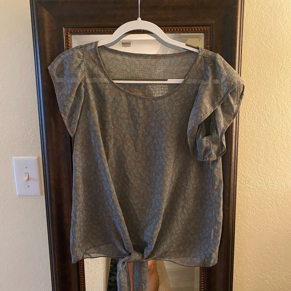 Green Sheer Floral Top